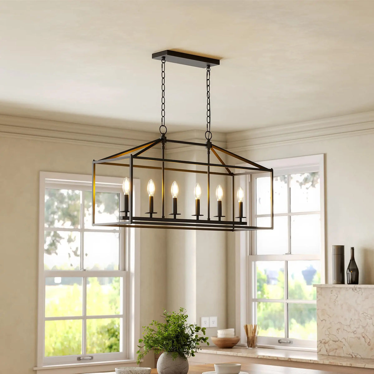 Tribesigns Farmhouse Pendant Fixture With Adjustable Chain for Dining Areas