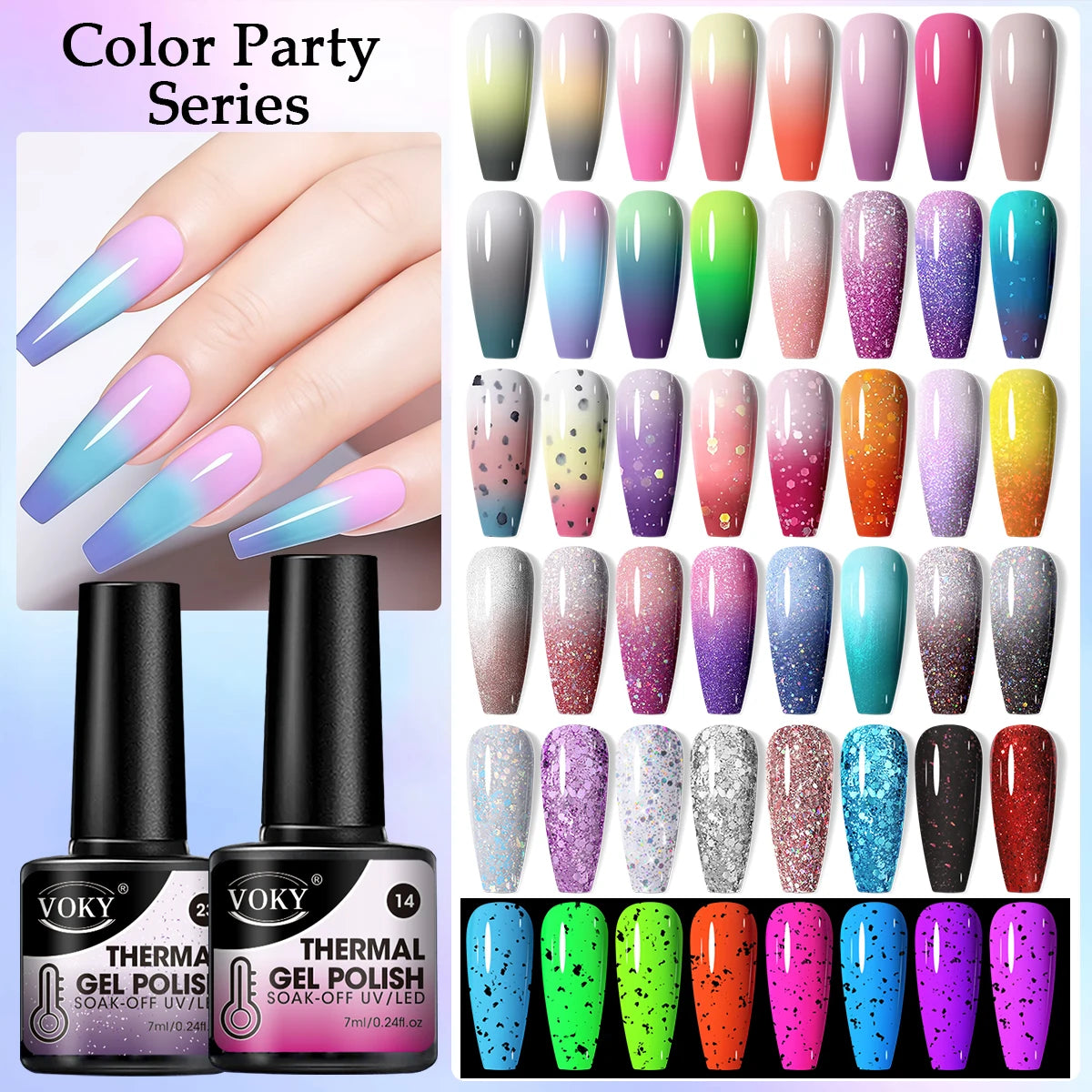 Thermal Gel Nail Polish Set Temperature Responsive UV LED Kit