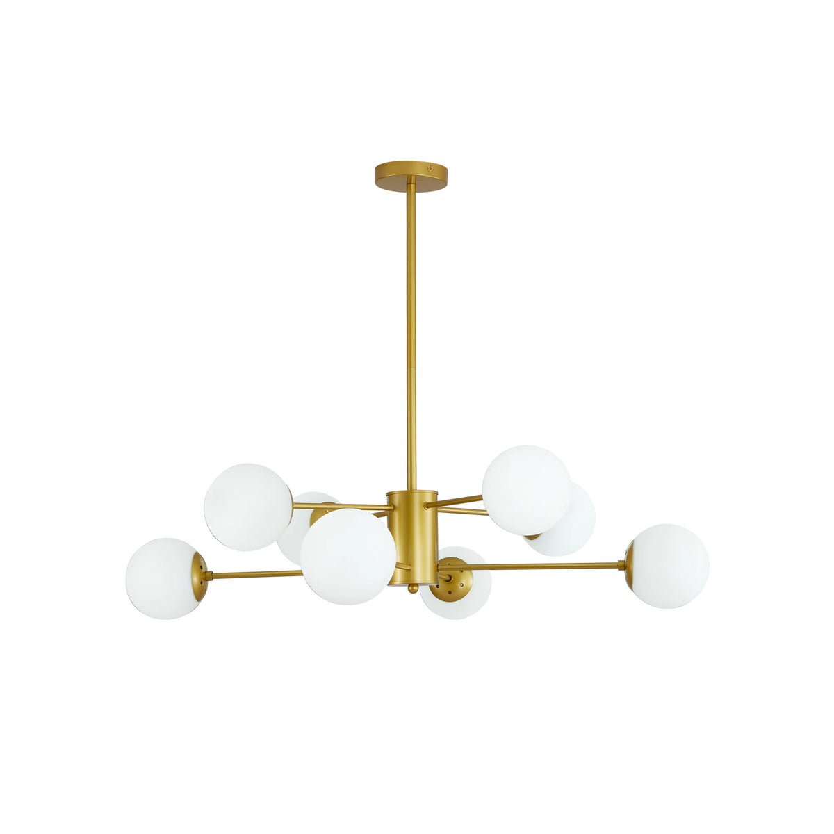 Longree Modern 8 Light Gold Chandelier With White Glass Globes