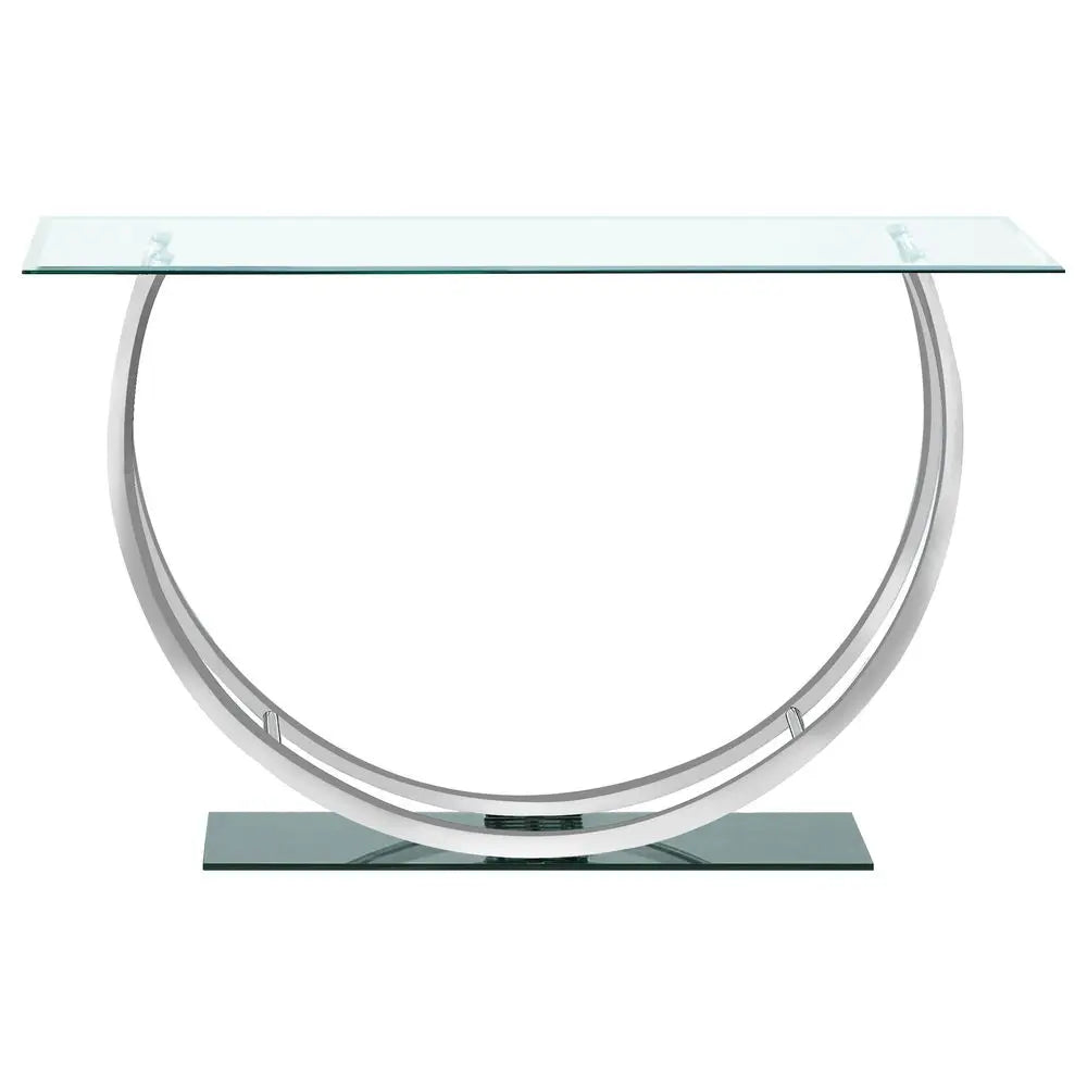 XMSJ Danville Metal And Glass Console Table With Mirrored Base