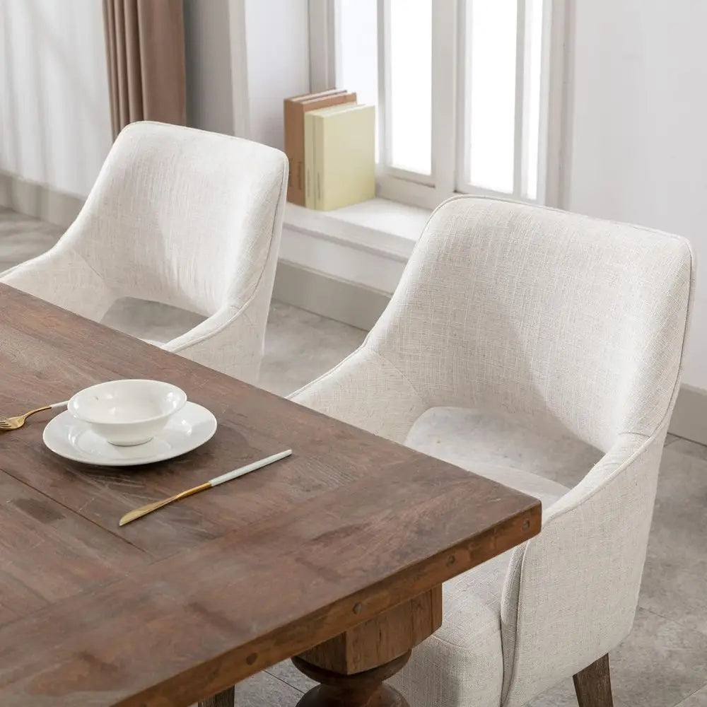 XMSJ Upholstered Dining Chairs With Padded Seats And Wood Legs