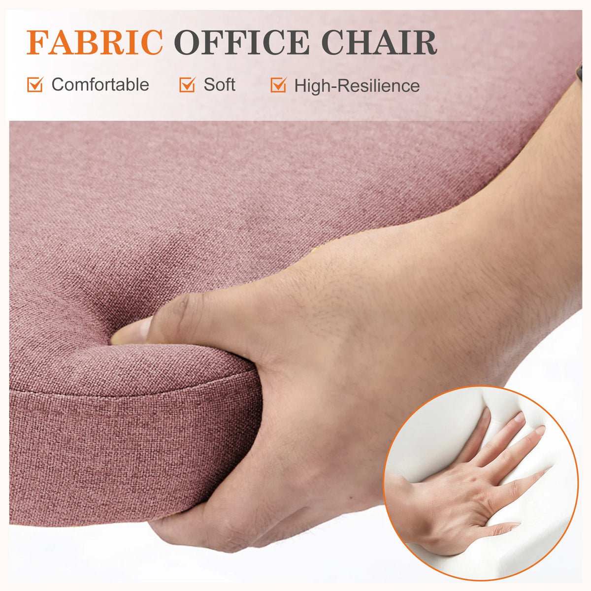 MCQ Armless Ergonomic Fabric Office Chair with 360° Swivel Rolling Adjustable Height Gaming Racing Chair For Home Office