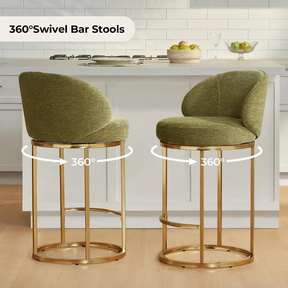 Swivel Bar Stools Set of 2 With Upholstered Backrests