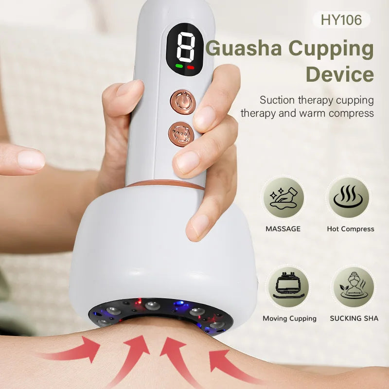 USB Rechargeable Abdominal Massager for Hot Compress and Adjustable Guasha Cupping Intensity Arm and Leg Massage Handheld