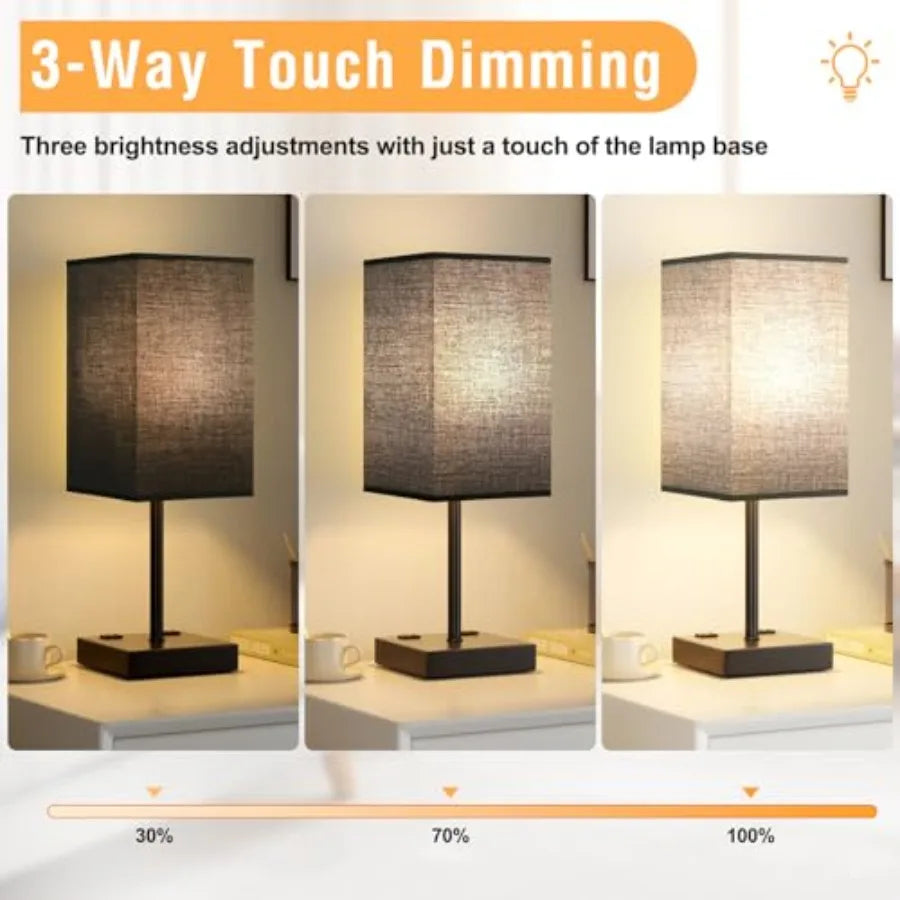 of 2 Lamp for Nightstand Touch Lamps for Bedroom, 3000K White Light for Living Room, Bedside Table Lamp for Men
