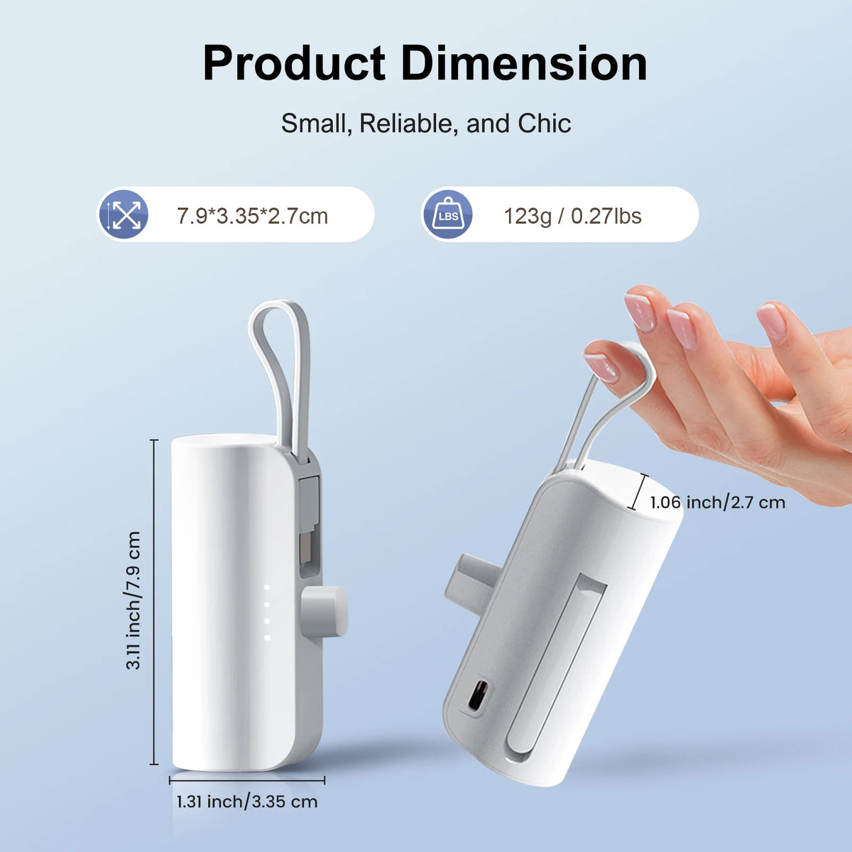 Mini 4500mAh Power Bank Capsule With Dual USB C Ports