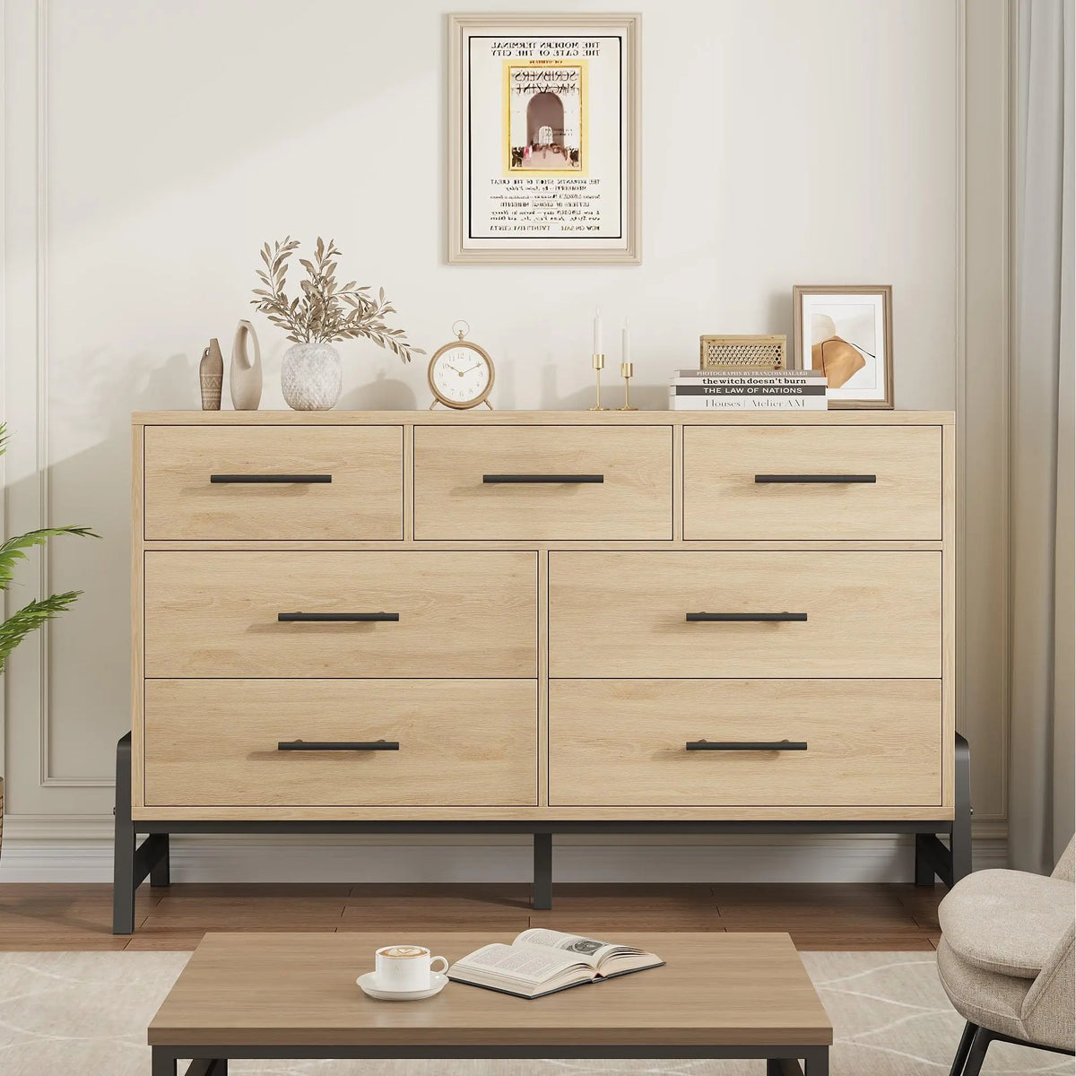 Seven Drawer Dresser With Anti Tip Safety And Spacious Storage
