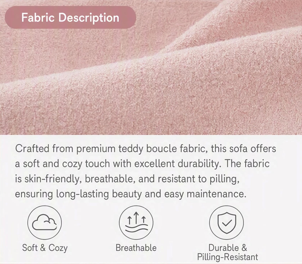 Modern Teddy Fleece Loveseat Sofa With Four Comfortable Throw Pillows