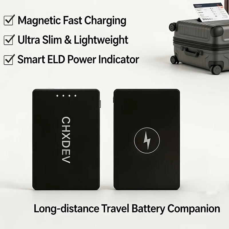 10000/5000mAh Portable Power Bank, Wireless Charger, Ultra-thin Power Bank, Phone Charger, Fast Charging, Built-in Type-C Dual Output Cable, Compatible with All Type-C Charging Phones, Holiday Gift, Black