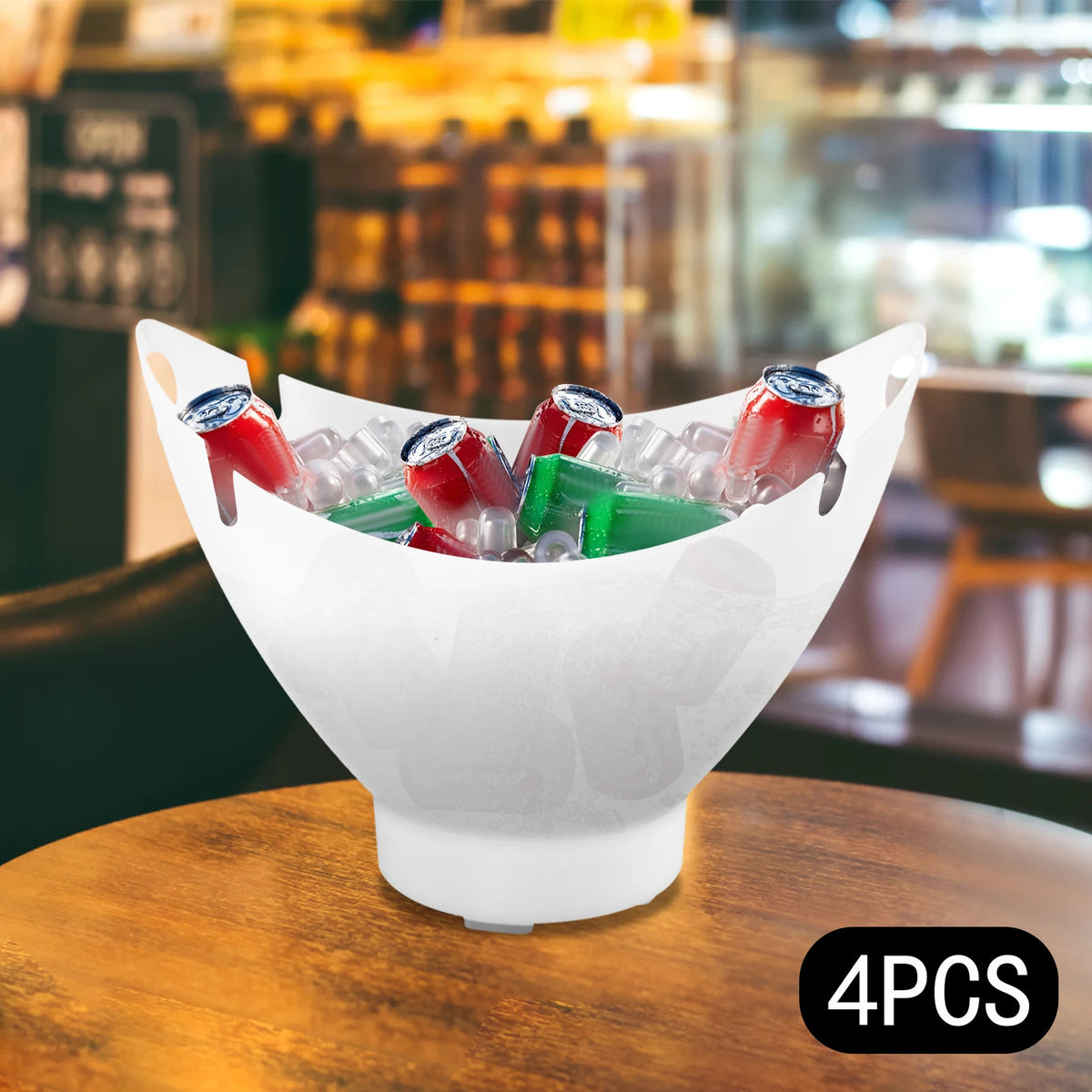 Bymaocar LED Ice Buckets 4-Pack 7L Bluetooth Bar Party Set