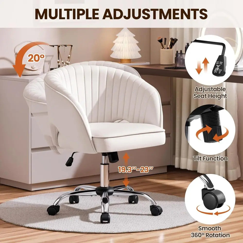 Cute Desk Chair Velvet Vanity Chair with Wheels Home Oice Upholstered ern Swivel Armchair with Tuted Barrel Back or Study, Vanit