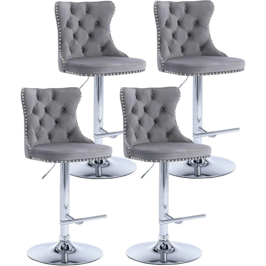 XIUWO Velvet Counter Height Barstools Set Of 4 With Swivel