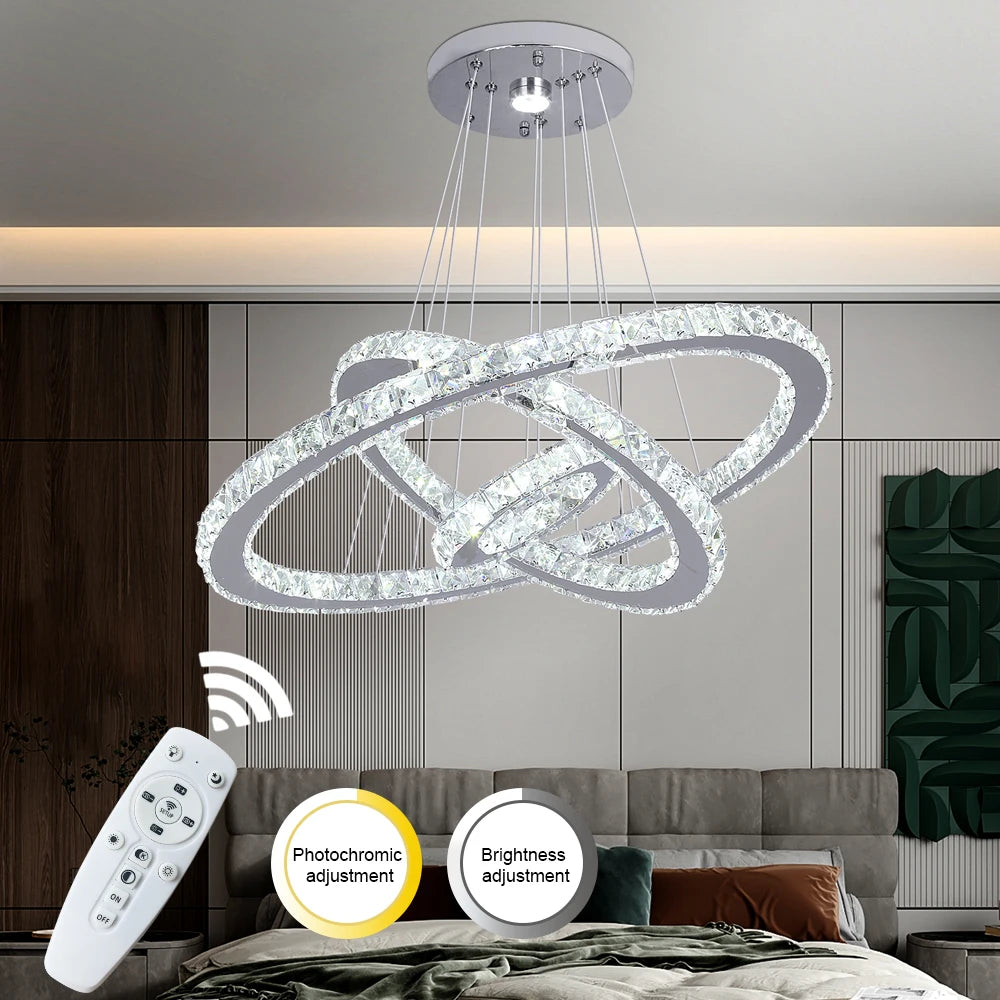 VETRULUS Modern Crystal Pendant Light LED Chandelier Ceiling Lamp