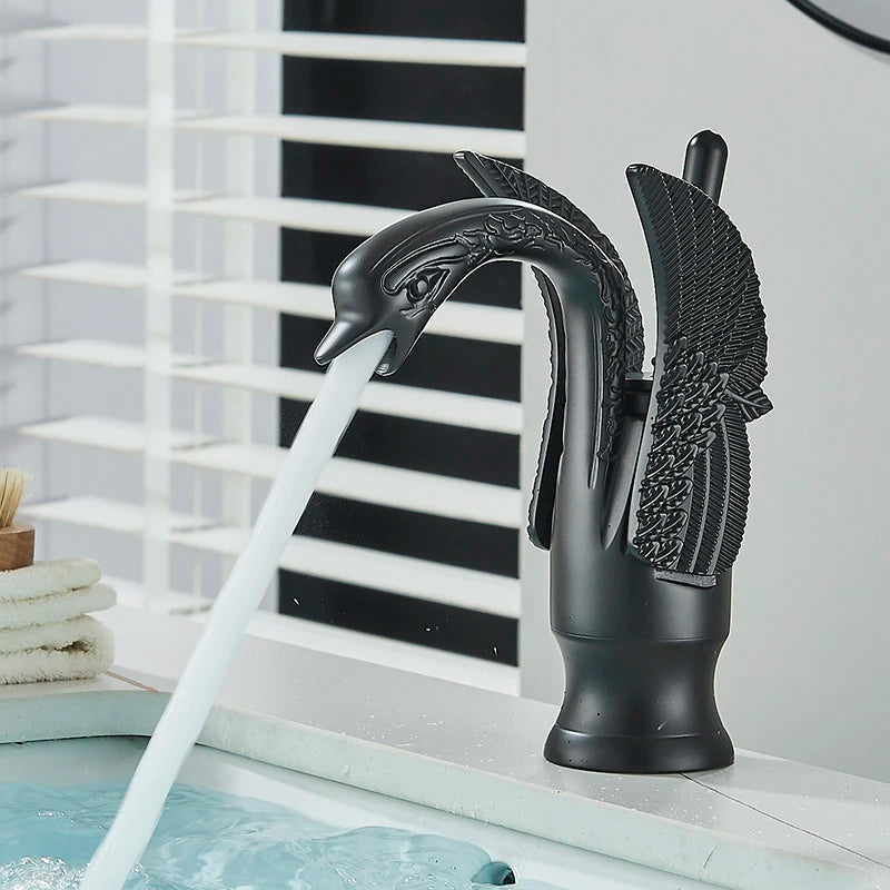ALENARTWATER Swan Shape Single Handle Bathroom Sink Mixer Faucet