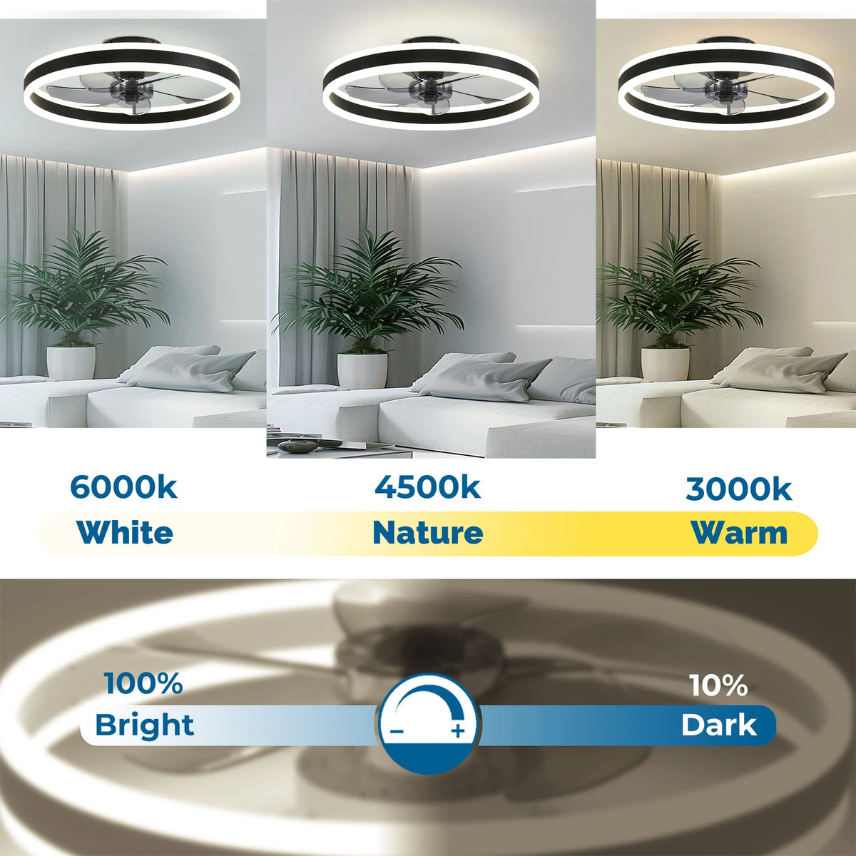 Orison Ceiling Fan With Remote Control Low Profile LED Indoor