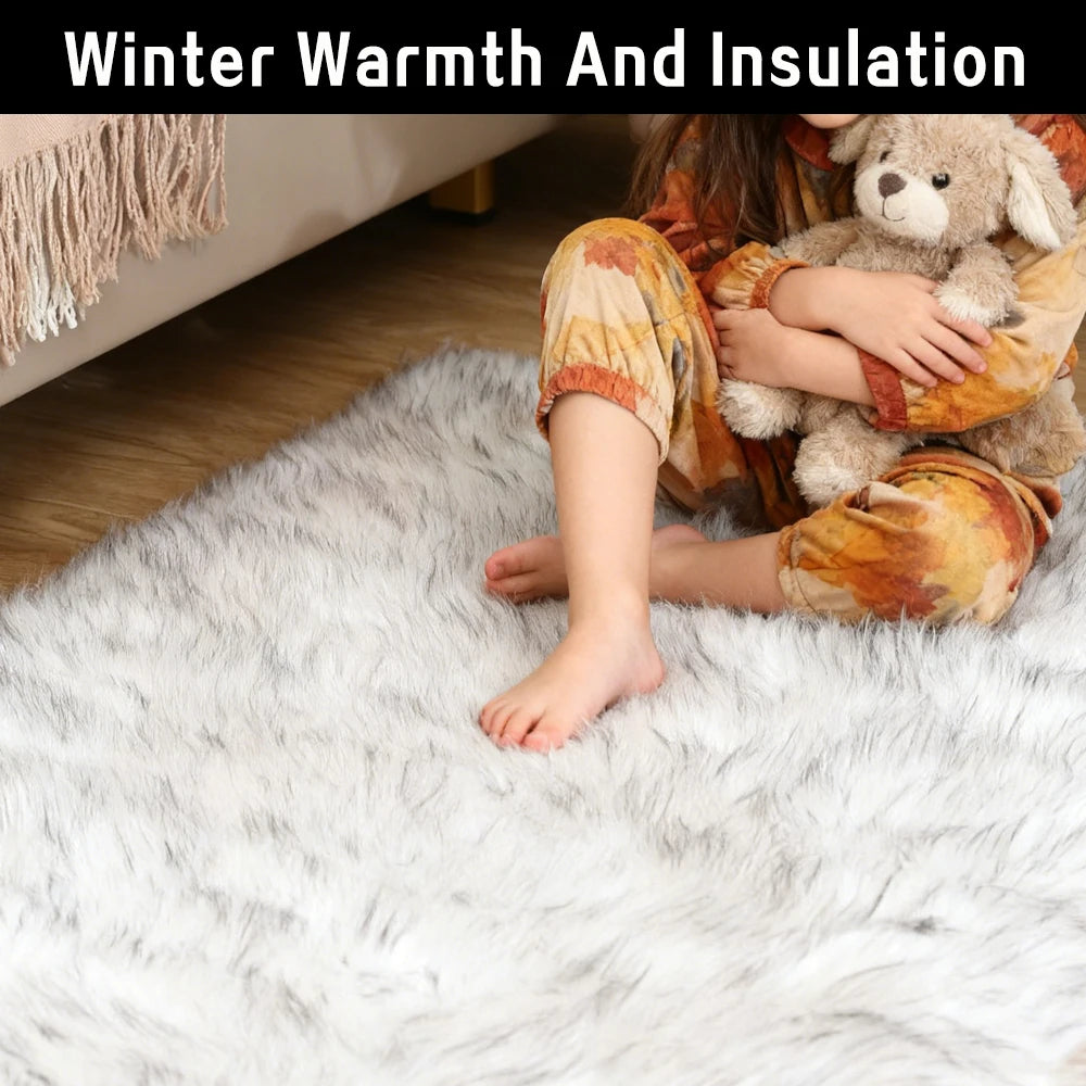 Pink Area Rugs 10x12 Fluffy Fuzzy Furry Rug for Girls Bedroom Living Room Faux Sheepskin Fur Shaggy Plush Rectangle rugs