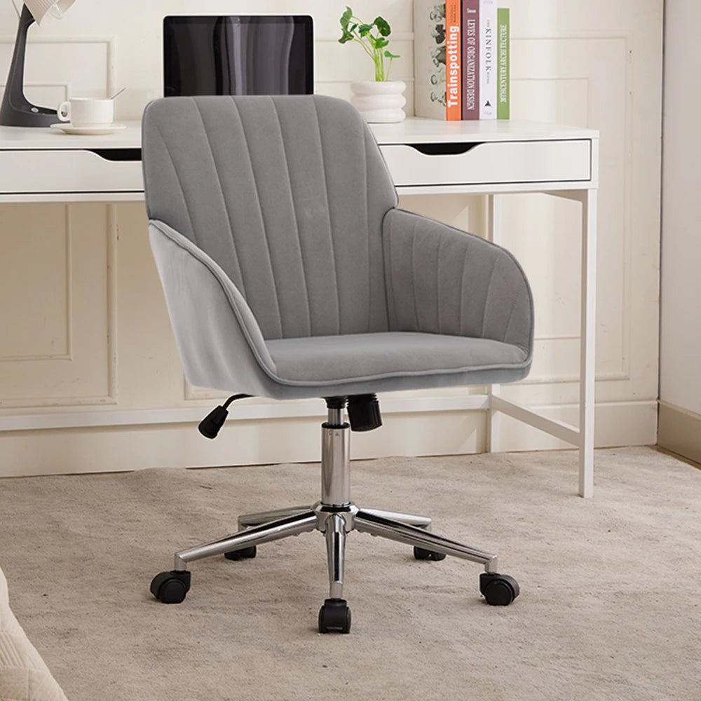 Orraves Adjustable Velvet Office Chair Ergonomic Swivel Desk Chair With Gold Base Comfy Backrest Seat For Home Bedroom Long Time Sitting
