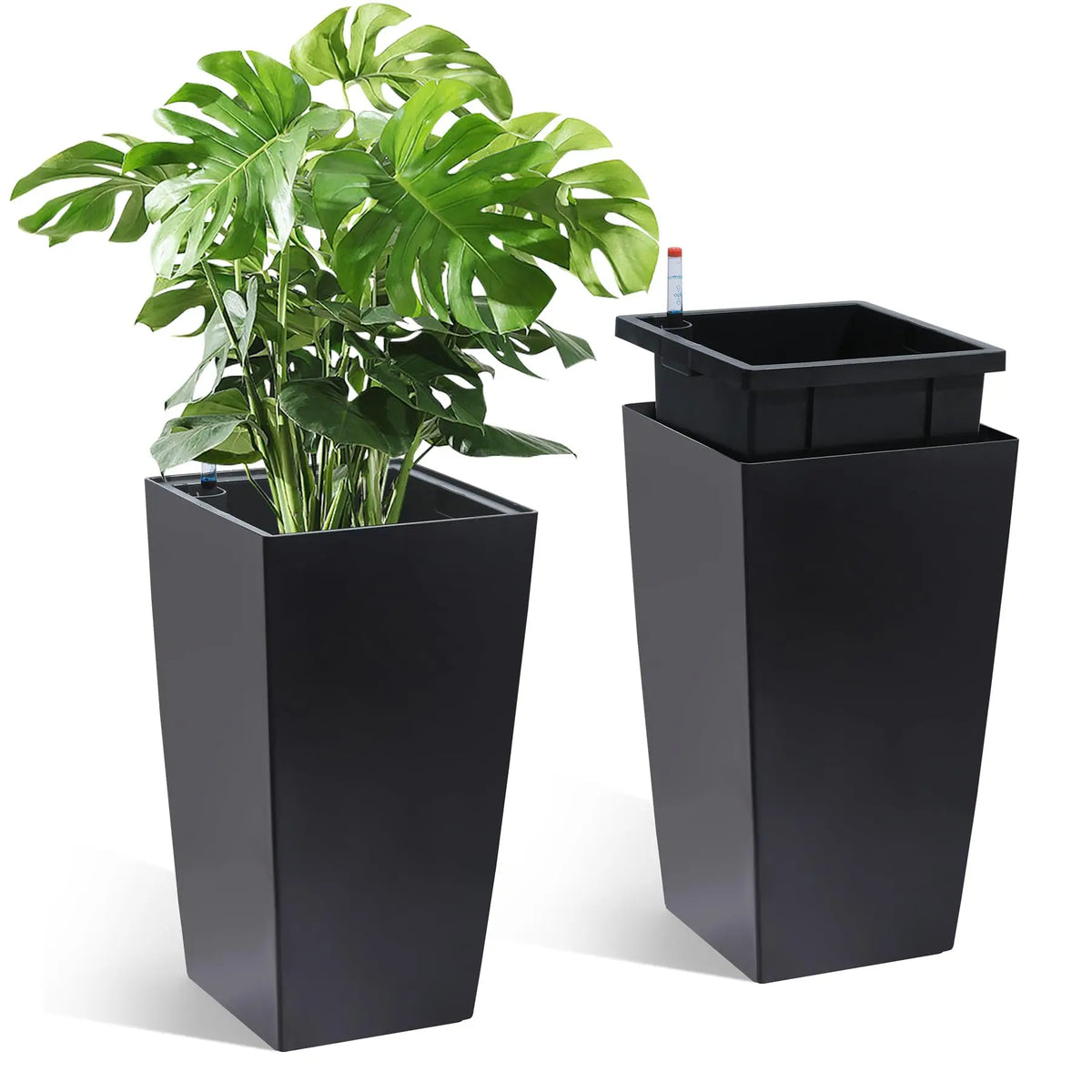 HiMISS Tall Self-Watering Planters Set for Indoor Outdoor Use