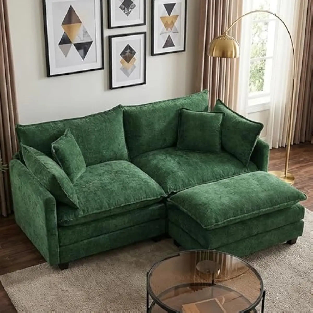 Modern L Shaped Modular Sectional Sofa With Washable Chenille Covers