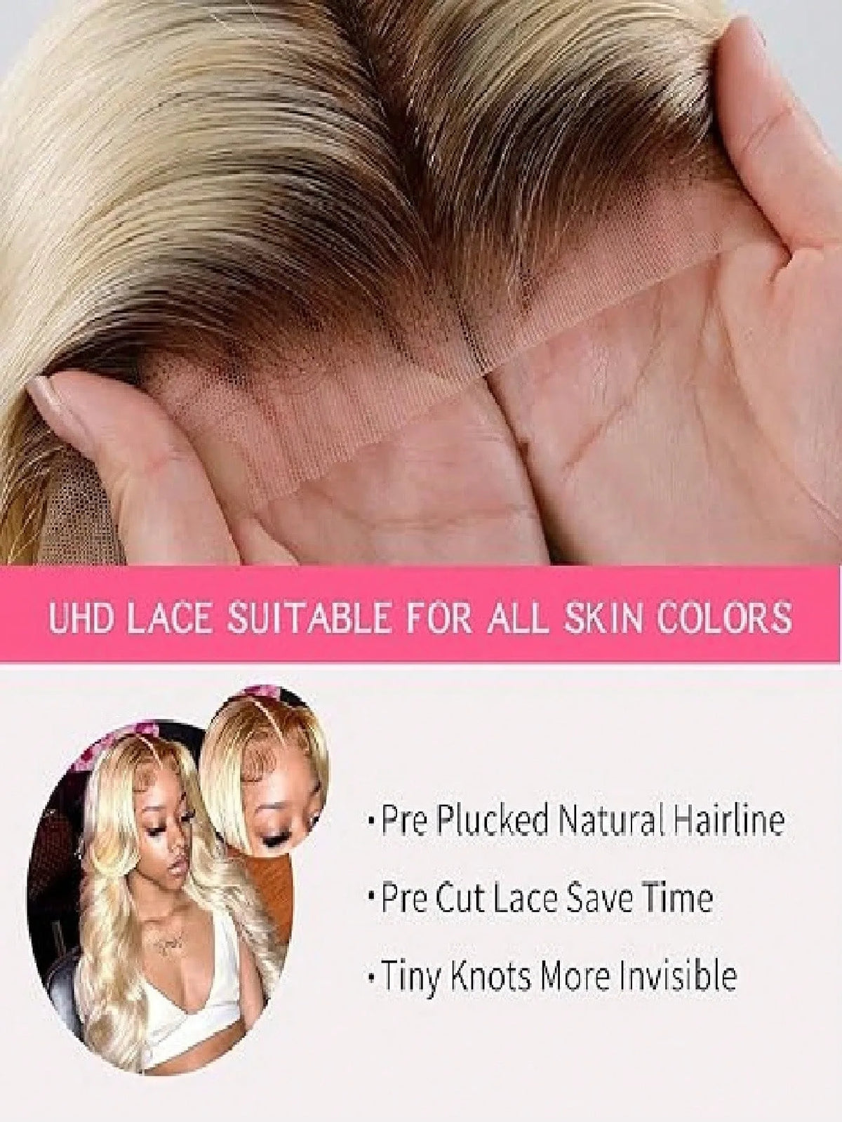 250% Density Ombre Blonde Lace Front Wig Human Hair Brazilian Human Hair For Women 13x4 HD Transparent Deep Wave Lace Front Wig Pre Plucked Natural Hairline Kinky Curly Human Hair Wig