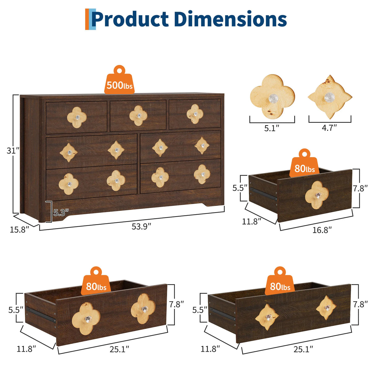 GAOMON Modern Six Drawer Dresser with Spacious Bedroom Storage