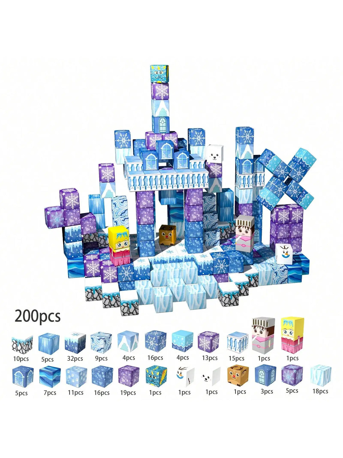 Magnetic Blocks Set Castle Build STEM Toy For Kids