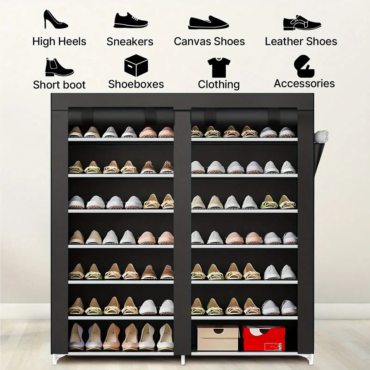Double Row Dustproof Shoe Storage Rack Organizer for Entryway