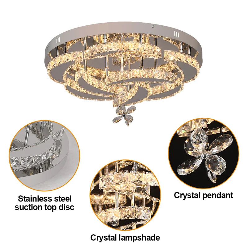 GreeLustr Dimmable Crystal Led Ceiling Chandelier Light