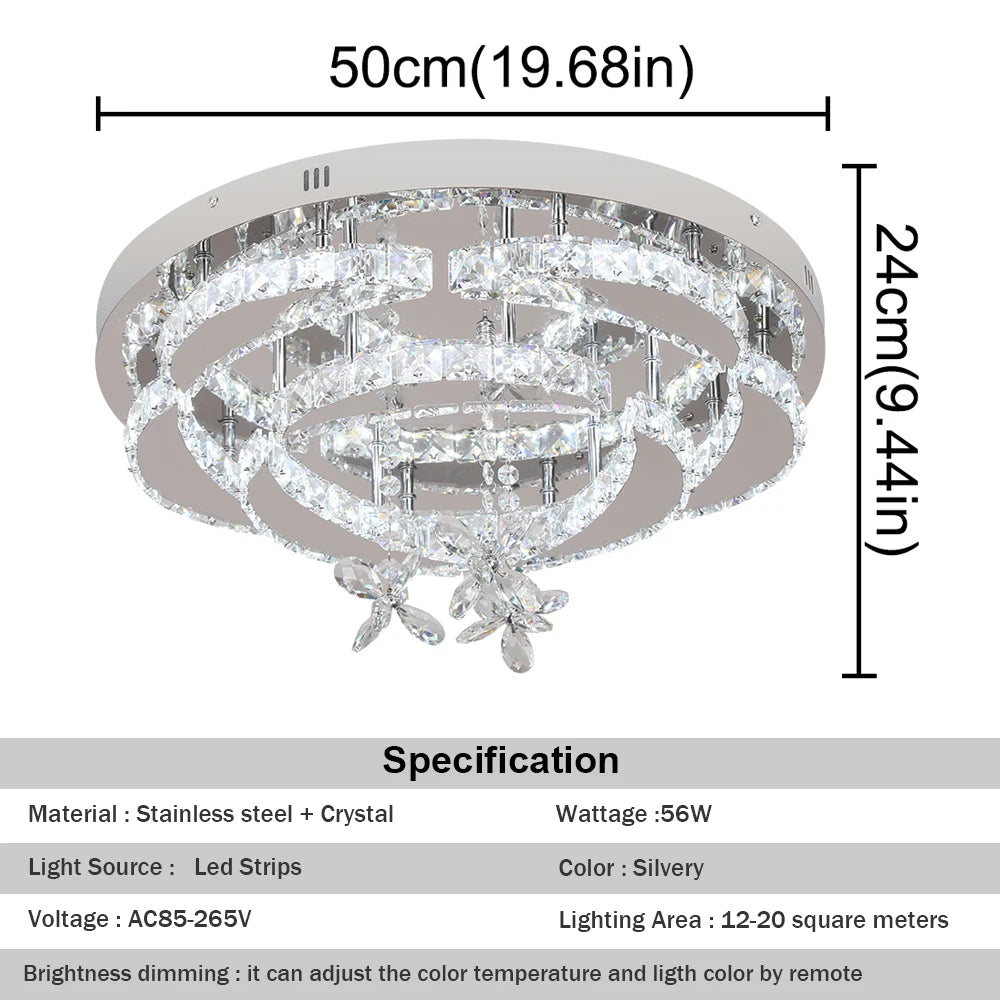 GreeLustr Dimmable Crystal Led Ceiling Chandelier Light