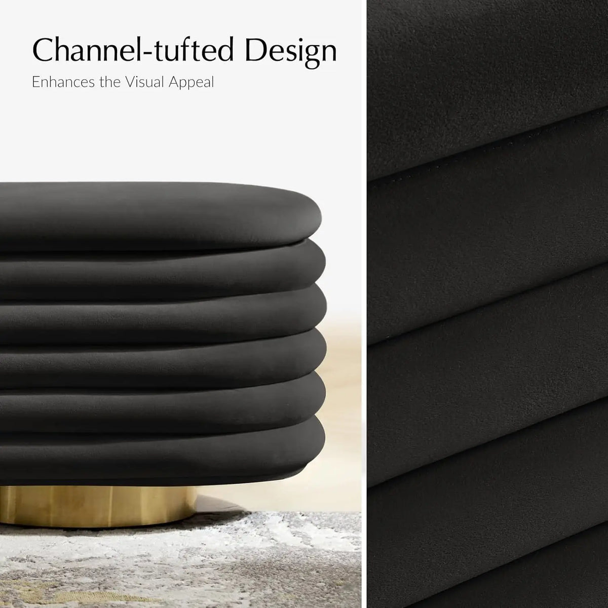 Velvet Storage Bench With Button Tufting