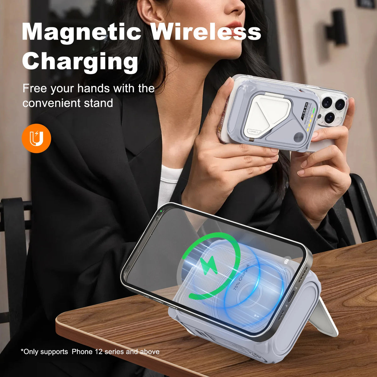 PRUNUS 22.5W Magnetic Wireless Power Bank 10000mAh USB Type C