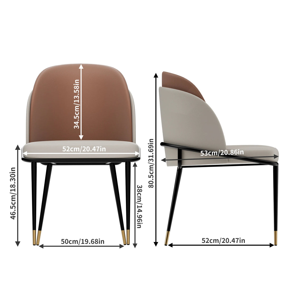 Modern Set Of 2 Faux Leather Dining Chairs Wooden Backrest