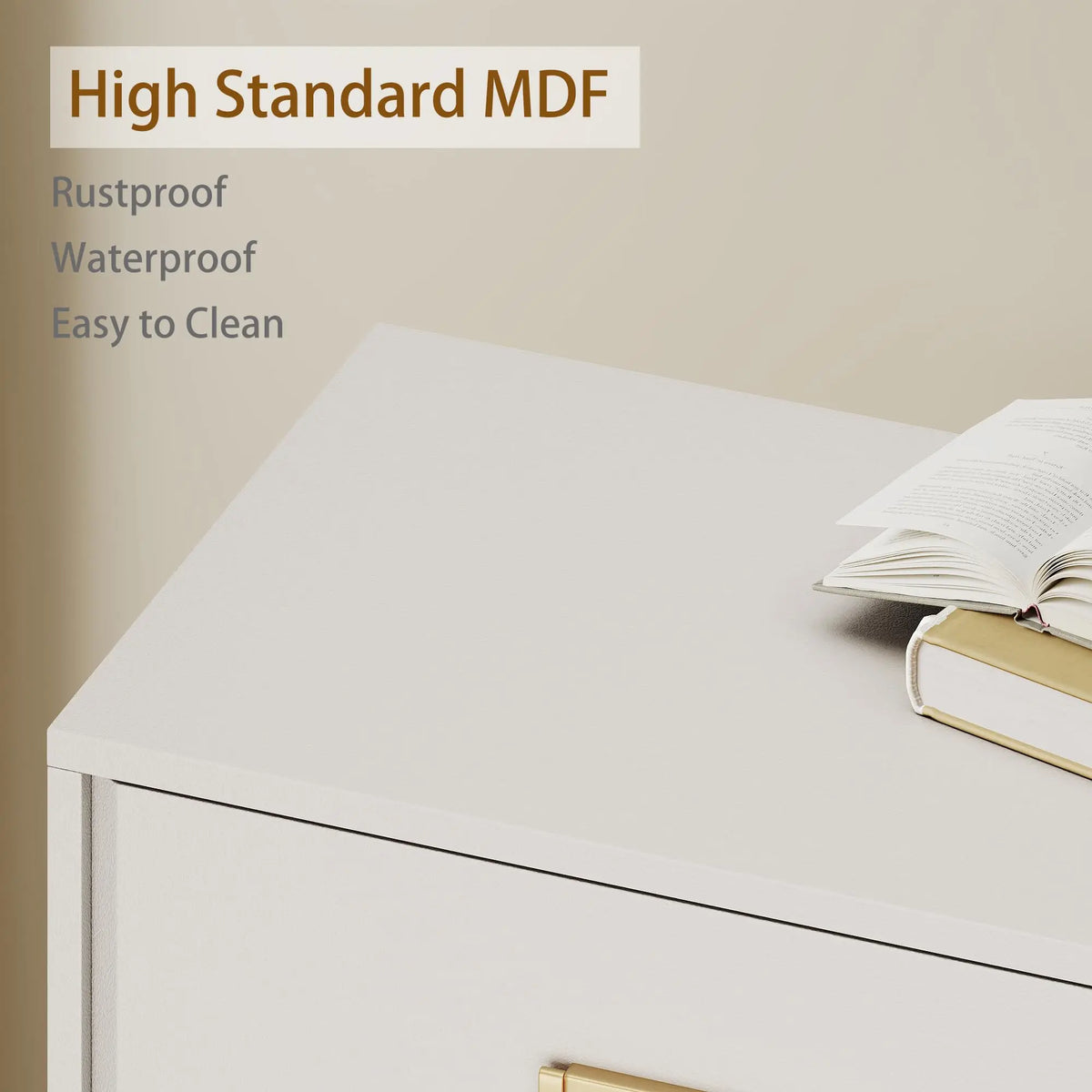 GAOMON Modern Wide Dresser With Six Drawers And Metal Handles