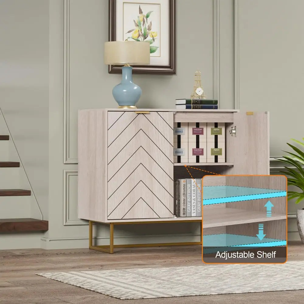 XMSJ Sideboard Buffet Cabinet With Doors And Adjustable Storage Shelf