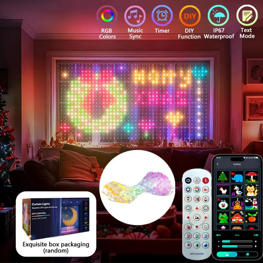 2*2M/3*3M 400LED Smart Curtain Lights Home APP Control Music Mode IP65 Waterproof Outdoor Christmas Decor