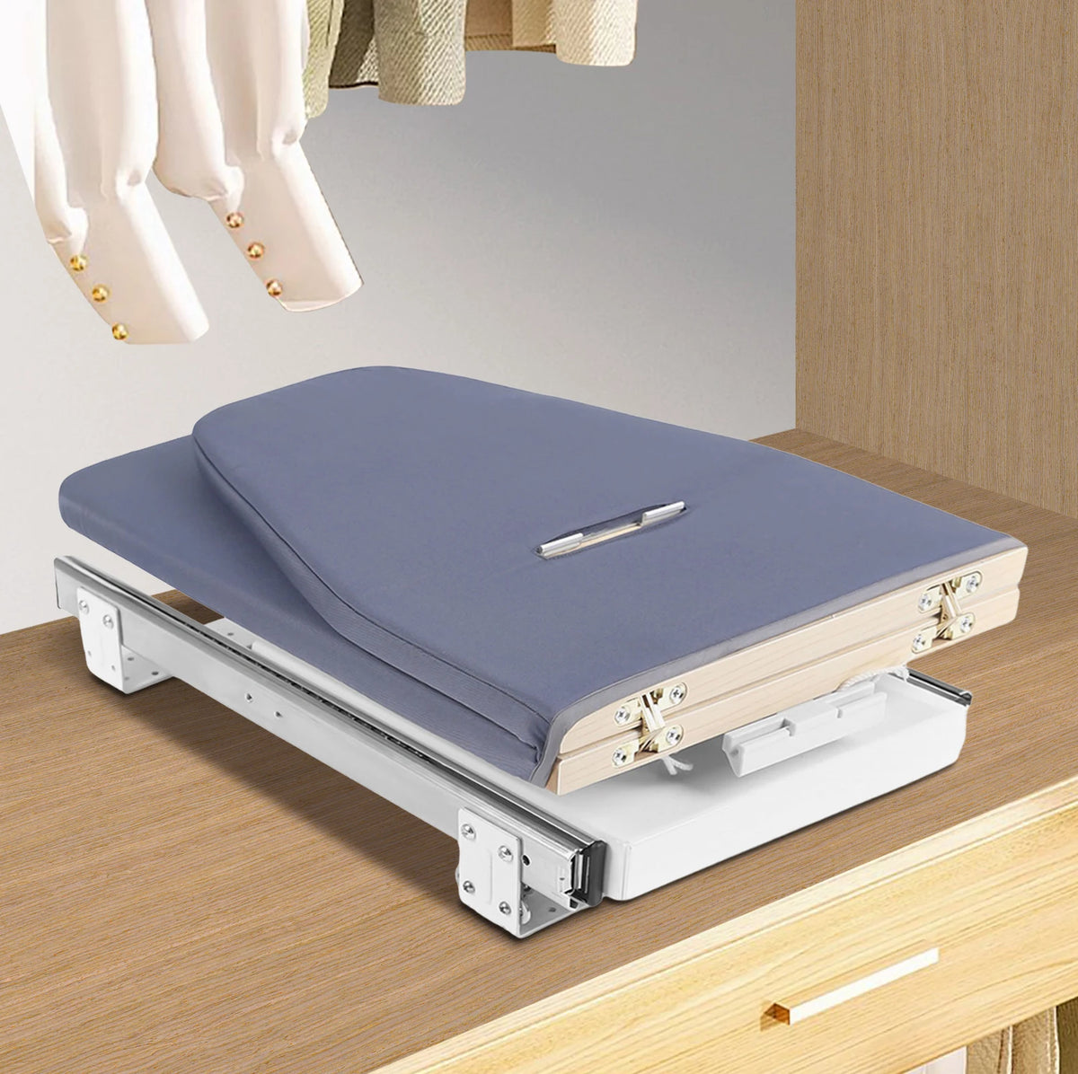 Modern Retractable Ironing Board For Cabinet Closet Pull Push Stow
