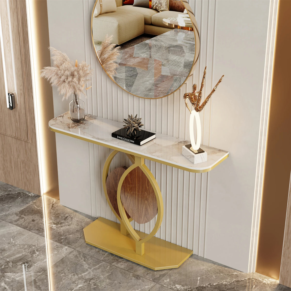 Modern Metal Console Table for Entryway Office and Coffee Bar