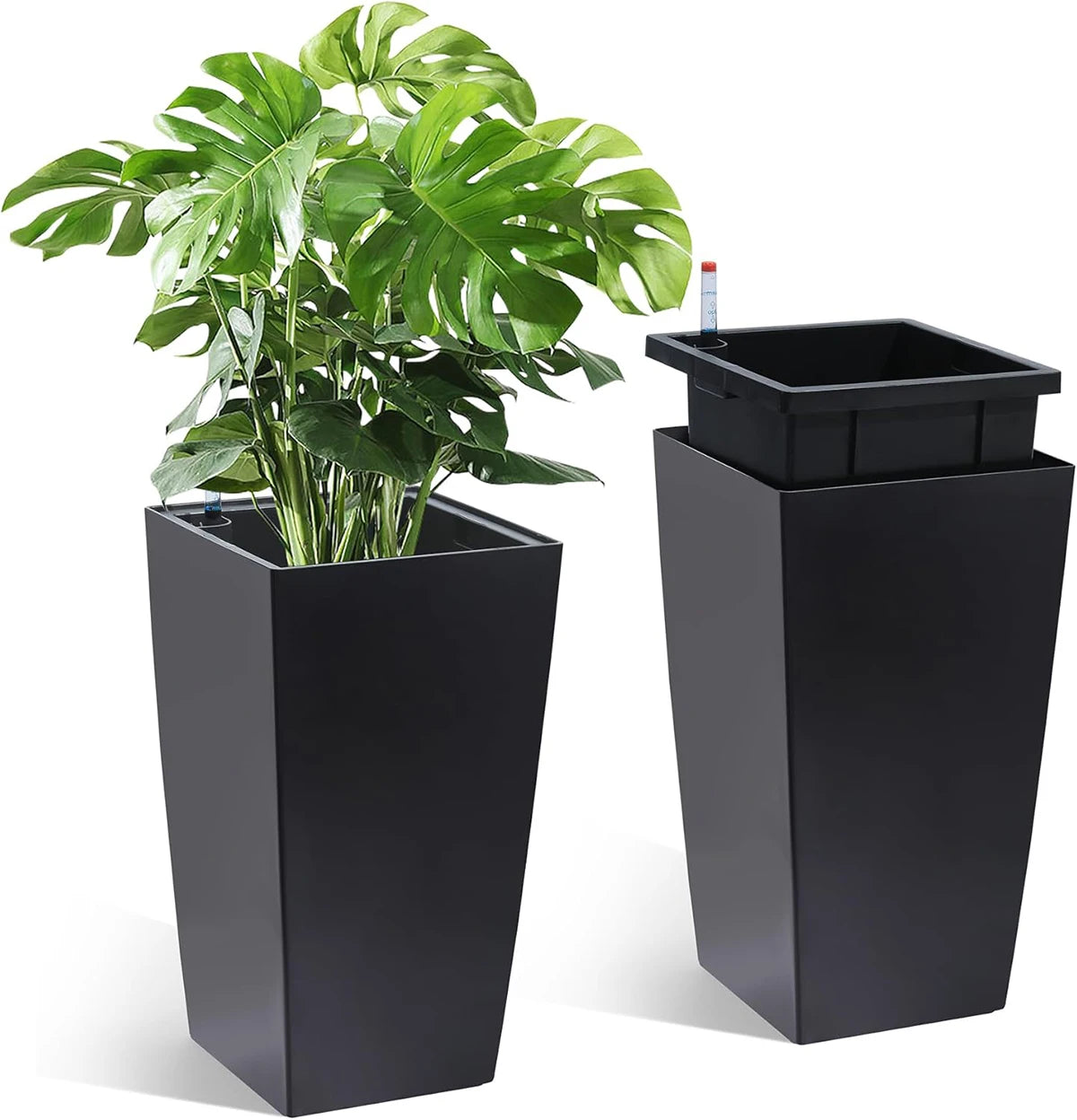 TWISTER.CK Rectangular Planters With Drainage Holes And Water Level Monitor