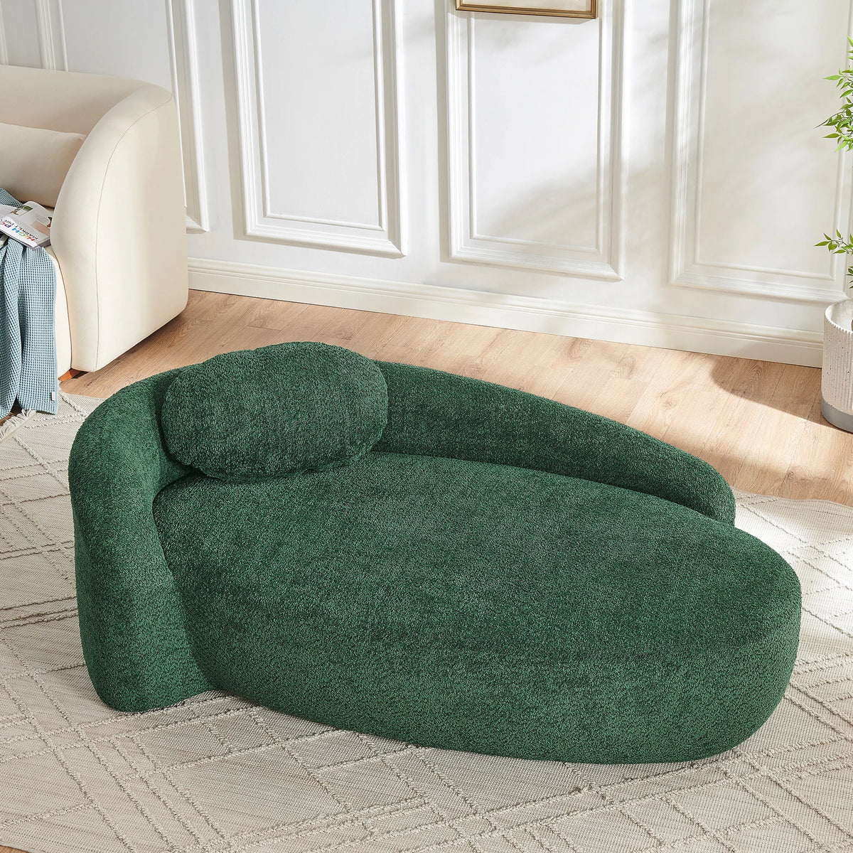 Modern Curved Oval Chaise Lounge Chair With Matching Pillow