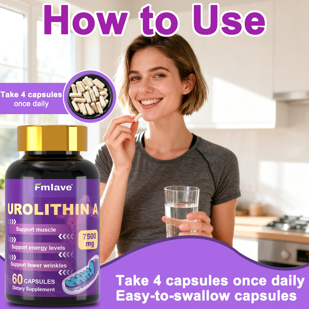 FMLAVE Urolithin A Supplement With Trans Resveratrol And Ubiquinol 12 In 1