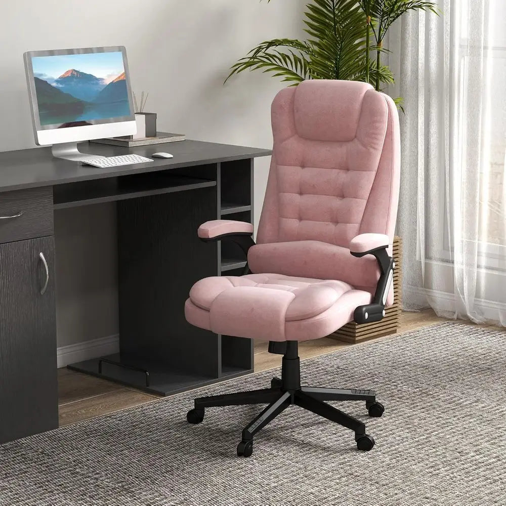 Executive Oice Chair with 6 Points Vibration Massage and Heated Lumbar Support, Velvet High Back Computer Chair with Reclining B