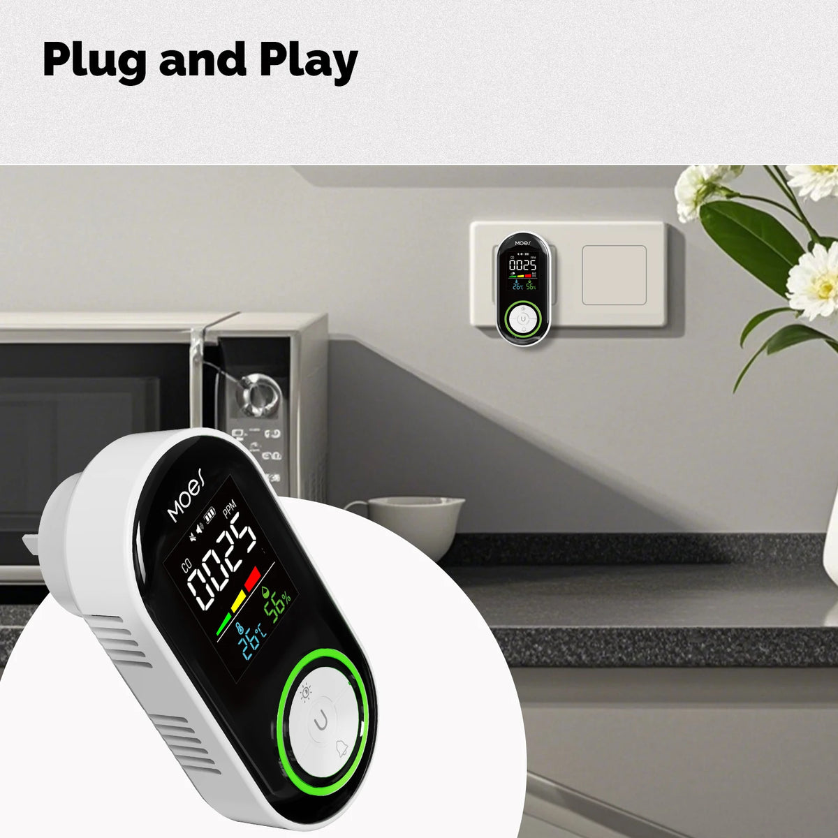 MOES CO Carbon Monoxide Alarm Detector Plug In