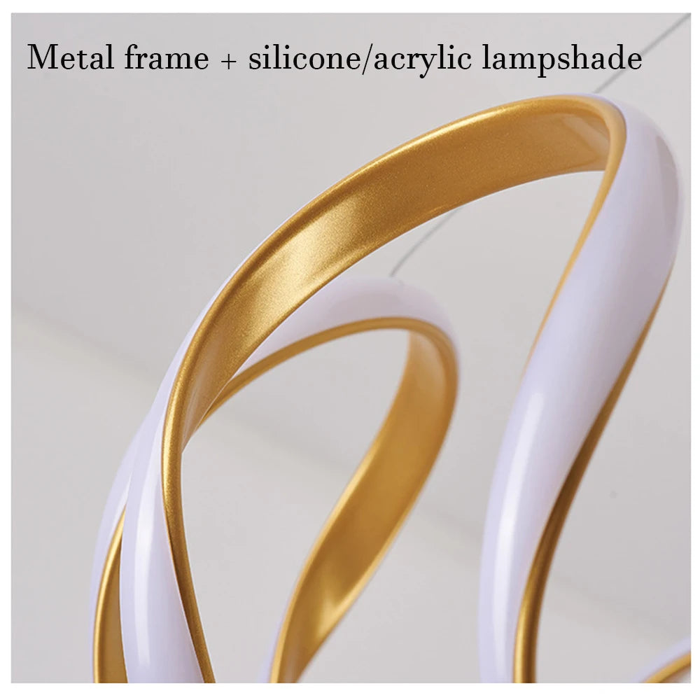 Modern LED Pendant Light With Wavy Ring And Remote Control