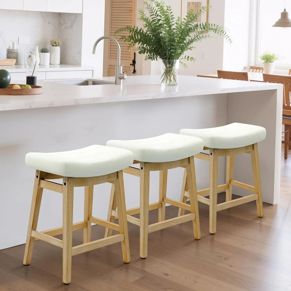 Backless Farmhouse Bar Stools for Kitchen Counter and Island Seating