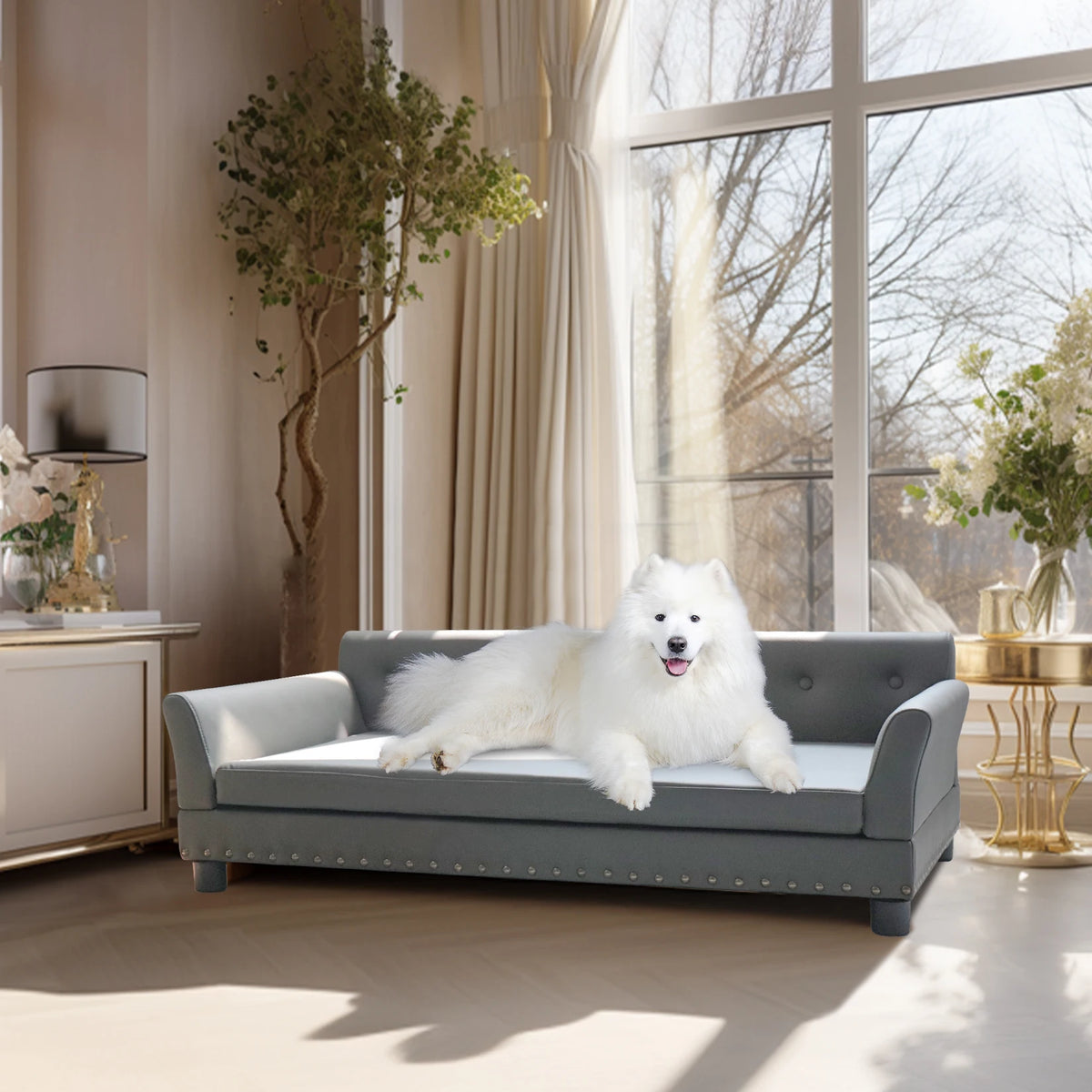 BINGOPAW Elevated Dog Bed Sofa Waterproof Microfiber Leather Cushion