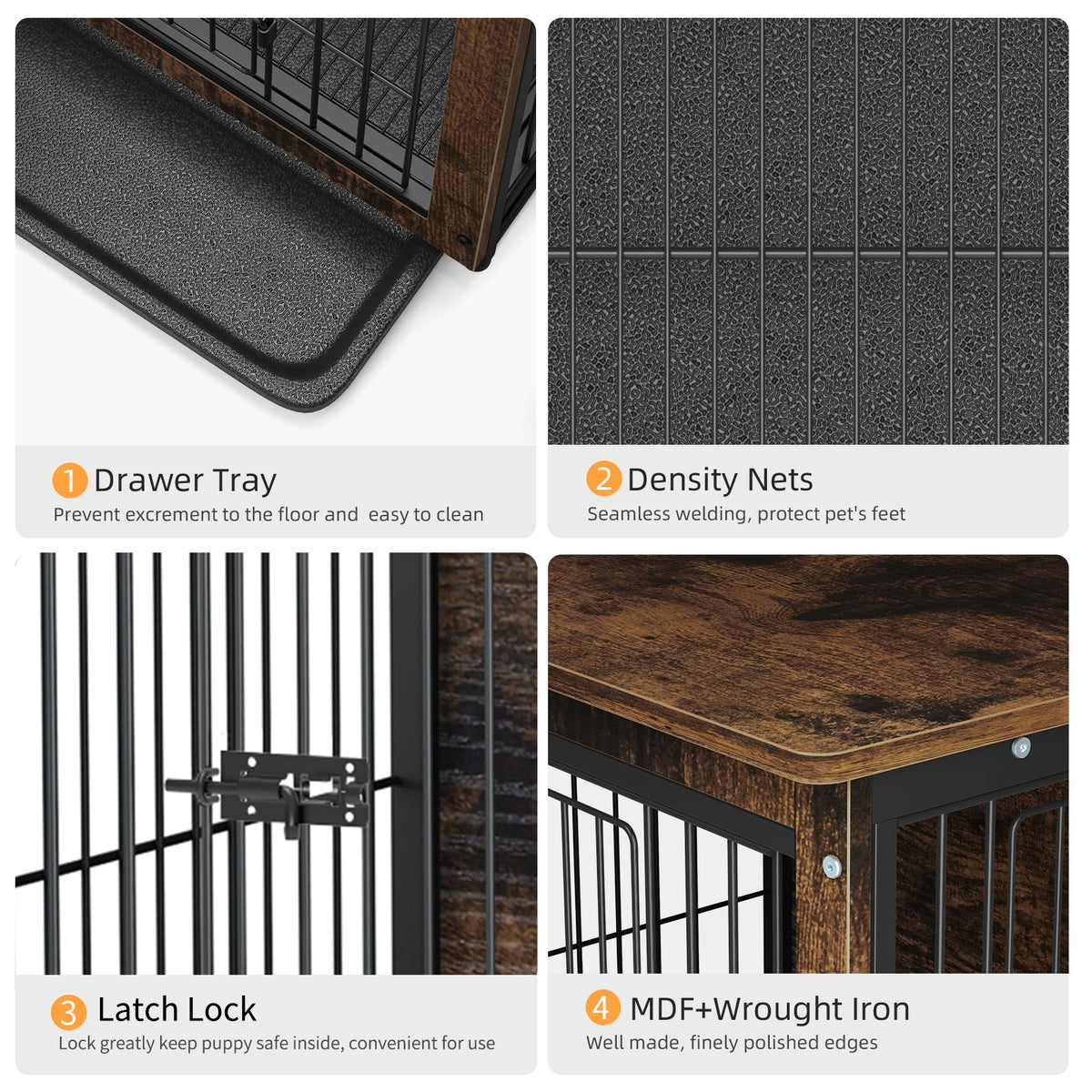 BINGOPAW Double Door Dog Kennel With Removable Tray End Table