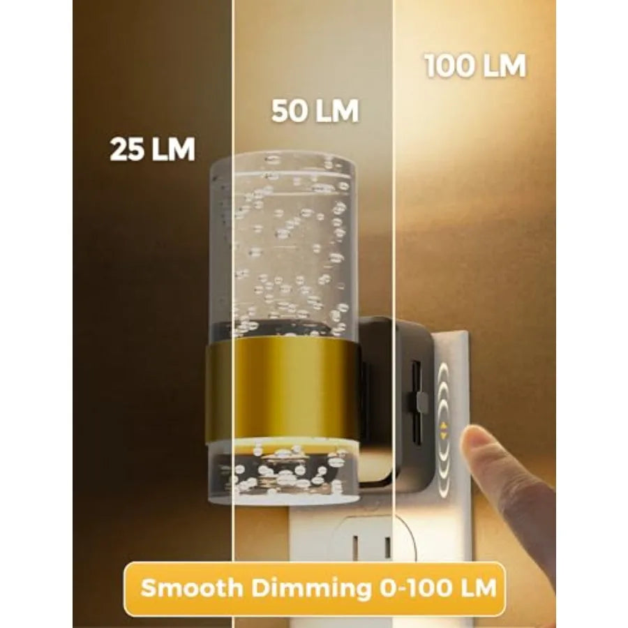 Night Light, Dimmable Night Lights Plug into Wall, Acrylic Nightlight with 0-00 LM Adjustable Brightness, 3000K Plug in Night L