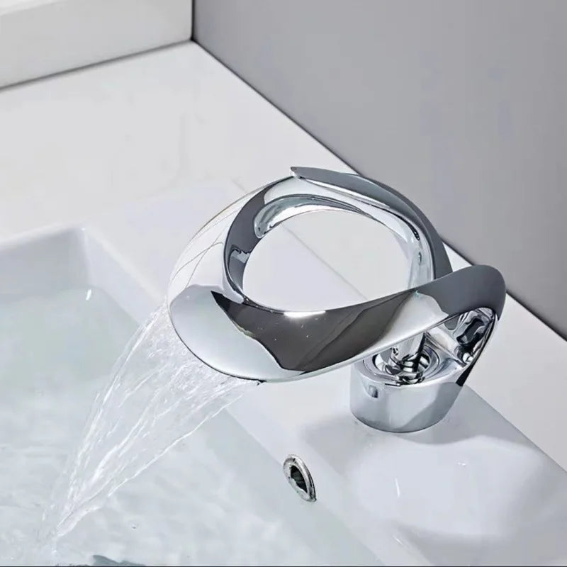 ALENARTWATER Solid Brass Waterfall Bathroom Basin Mixer Faucet