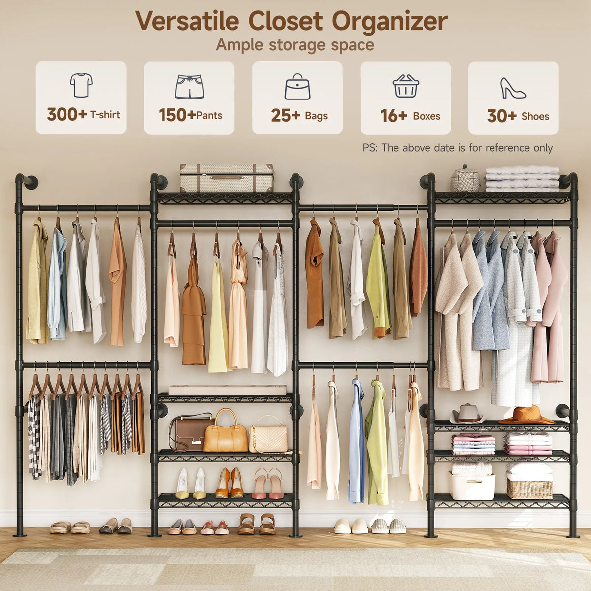 ONBRILL Wall Mounted Industrial Pipe Clothing Rack Organizer System