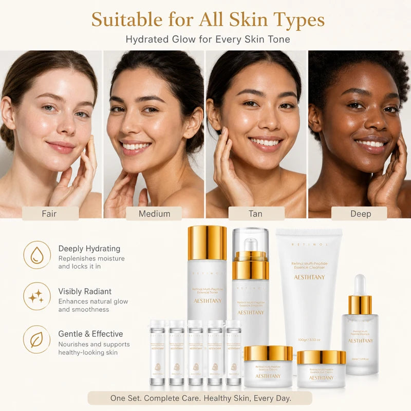 Retinol Multi Peptide Skincare Set For Hydrating Face Care Routine